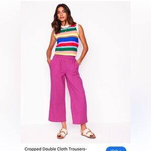 Boden Cropped Double Cloth Trousers Cosmos Pink